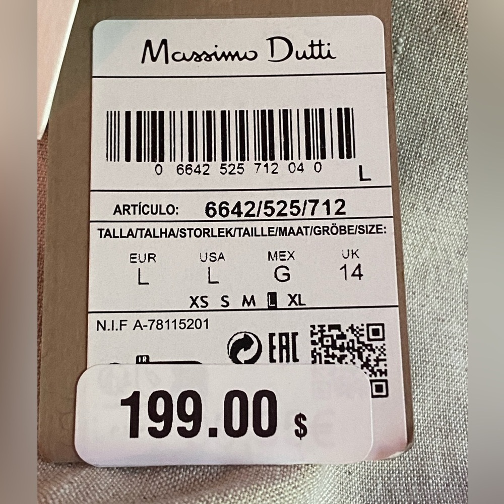 NWT. Massimo Dutti Beige Linen Blend Trench Coat Dress with Belt. Size L. - Picture 6 of 8